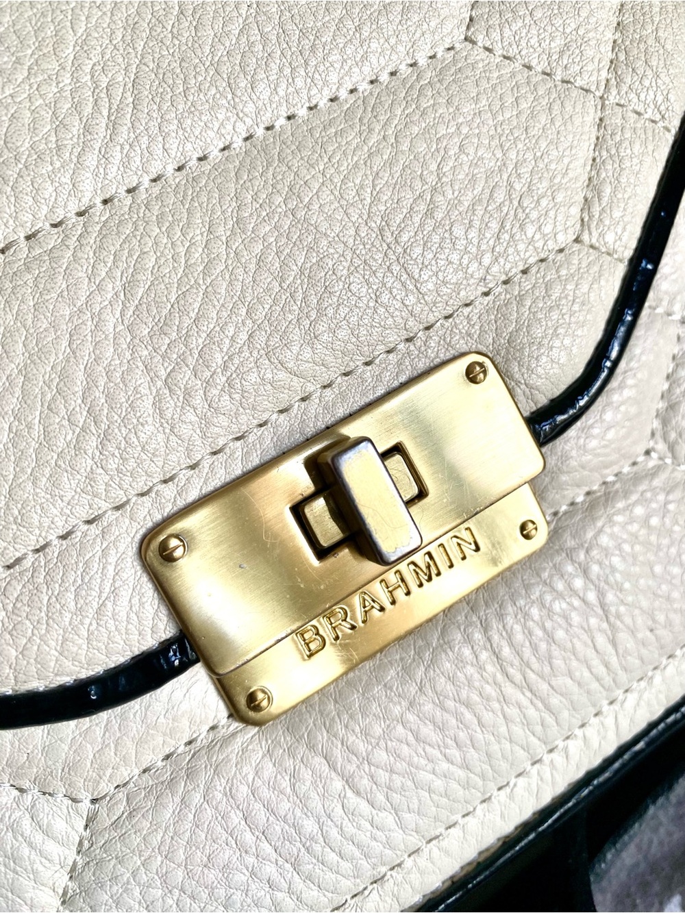 ▪️AMAZING CREME FLORENTINE OPHELIA BRAHMIN QUILTED LEATHER SATCHEL▪️ - Picture 11 of 15